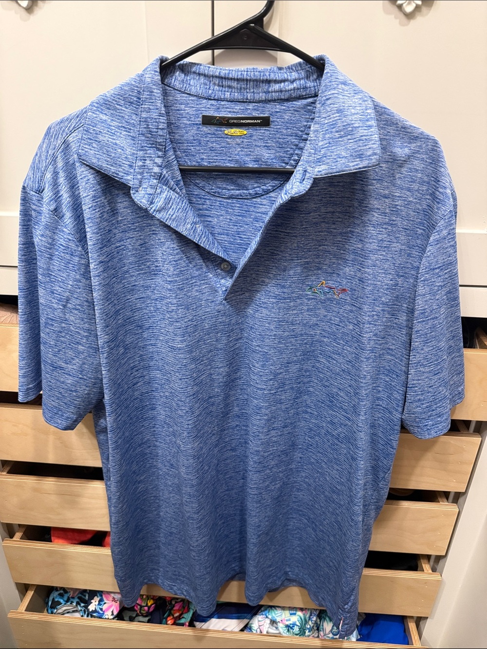 Greg Norman Collection Heathered Light Blue Performance Polo